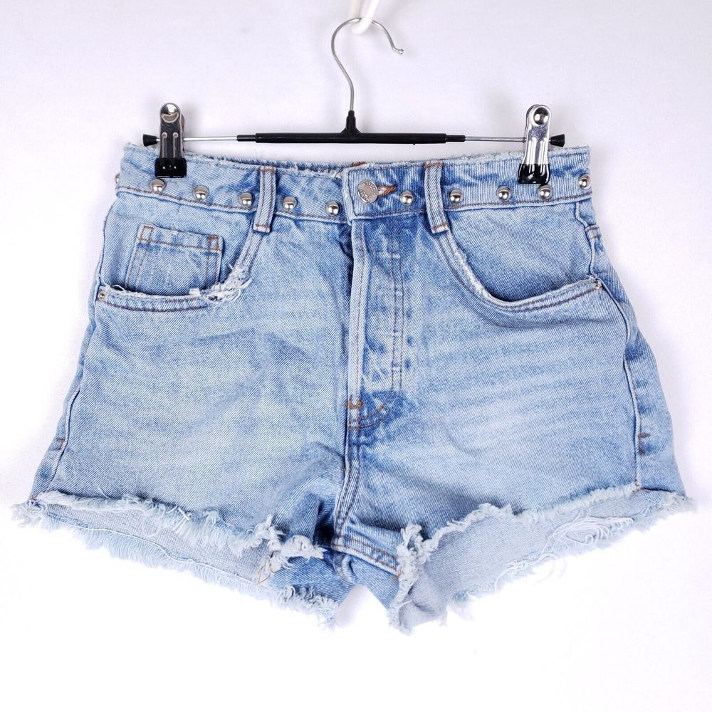 Zara Light Blue High Waist Denim Shorts